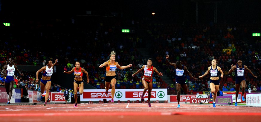 Kambundji sprintet im 100-Meter-Final vor gut gefüllten Rängen auf Platz 4.