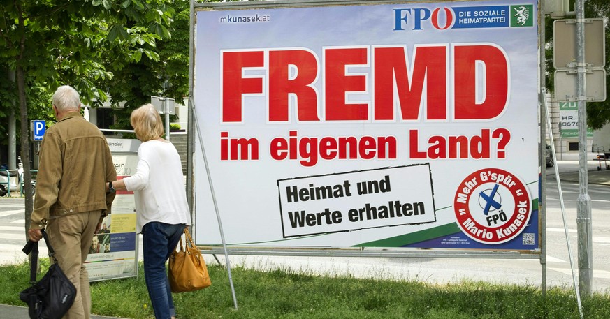 ABD0001_20150515 - GRAZ - OESTERREICH: THEMENBILD - Ein Wahlplakat der steirischen FPOE, aufgenommen am Mittwoch, 13. Mai 2015, in Graz. Die steirische Landtagswahl findet am 31. Mai 2015 statt. - KEY ...