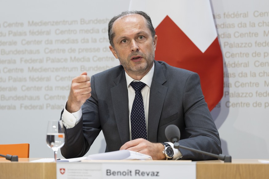 Benoit Revaz, Direktor des Bundesamts fuer Energie BFE, spricht waehrend einer Medienkonferenz des Bundesrates zur Aktivierung des Rettungsschirms fuer die AXPO, am Dienstag, 6. September 2022, in Ber ...