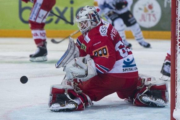 SC Rapperswil-Jona Lakers Torhueter Melvin Nyffeler, im Eishockey Meisterschaftsspiel der National League zwischen den SC Rapperswil-Jona Lakers und dem HC Fribourg-Gotteron, am Donnerstag, 24. Januar ...