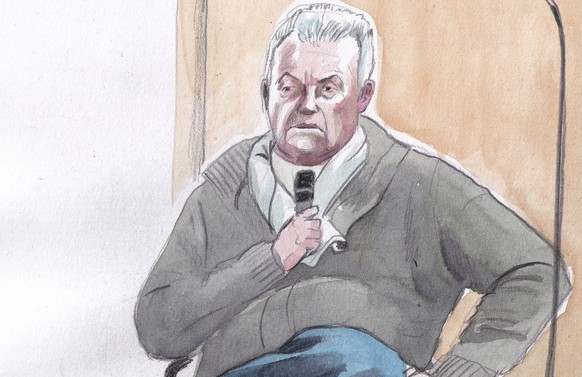 FILE - This courtroom sketch by Valentin Pasquier shows Gis