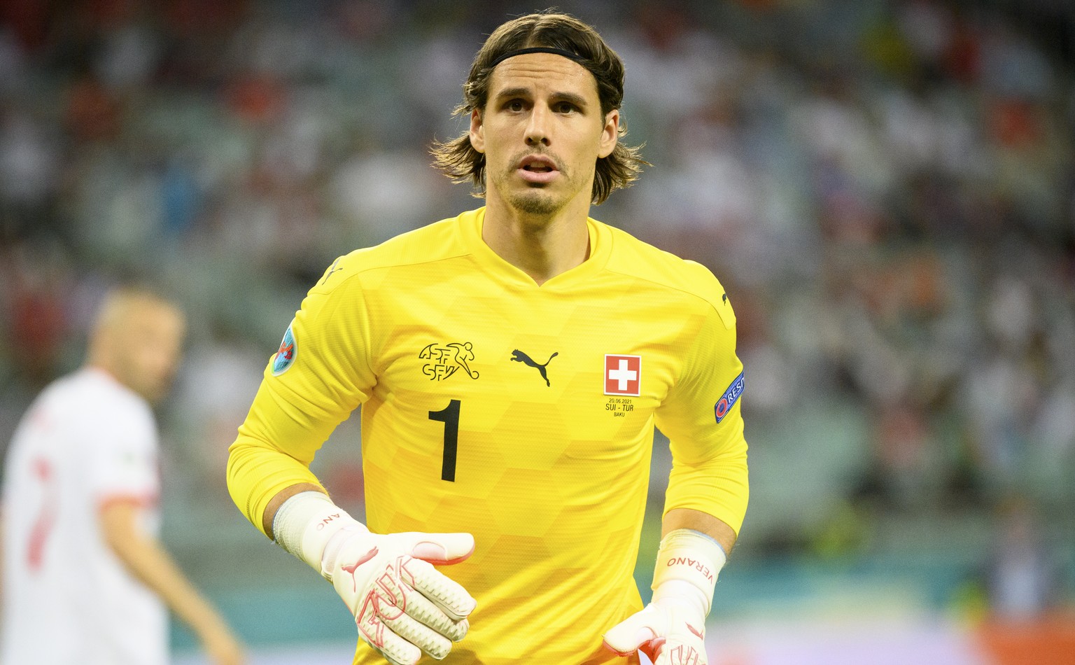 Switzerland&#039;s goalkeeper Yann Sommer during the Euro 2020 soccer tournament group A match between Switzerland and Turkey at the Olympic stadium, in Baku, Azerbaijan, Sunday, June 20, 2021. (KEYST ...