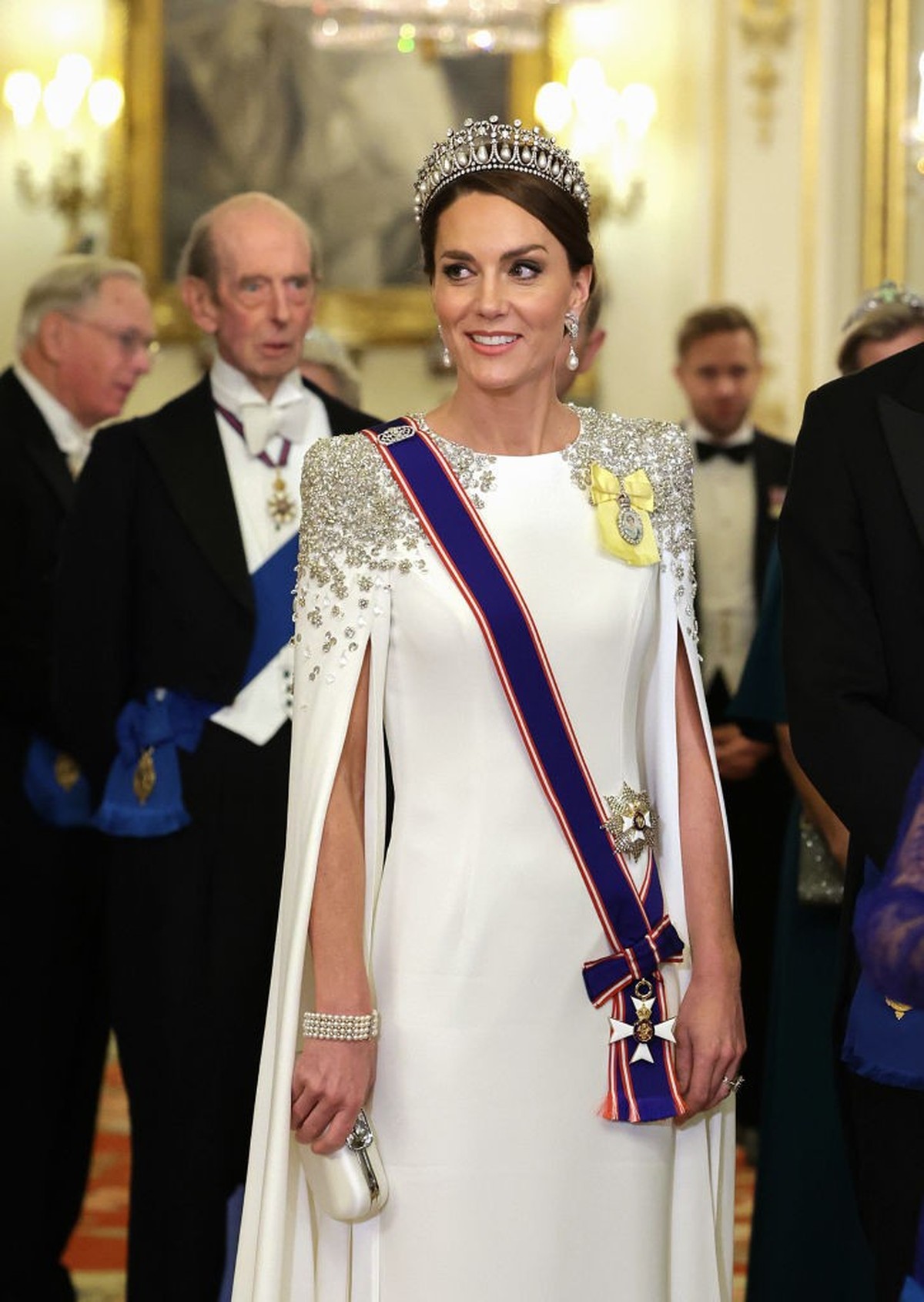LONDON, ENGLAND - NOVEMBER 22: Catherine, Princess of Wales during the State Banquet at Buckingham Palace on November 22, 2022 in London, England. This is the first state visit hosted by the UK with K ...