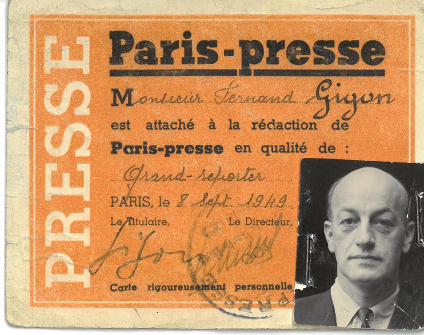Presseausweis von Fernand Gigon, 1949.