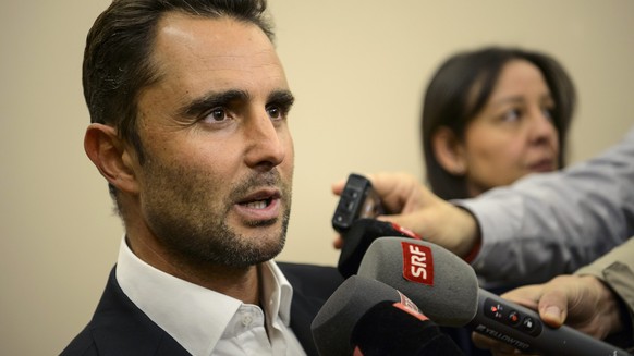 epa04999769 Herve Falciani, a former IT employee of HSBC bank, speaks with journalists during a press conference in Divonne, France, near the Swiss border, 28 October 2015. Herve Falciani is accused i ...
