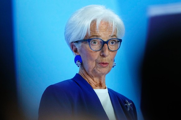 President of European Central Bank Christine Lagarde addresses the media during a press conference after an ECB's governing council meeting in Frankfurt, Germany, Thursday, June 11, 2026. (AP Pho ...