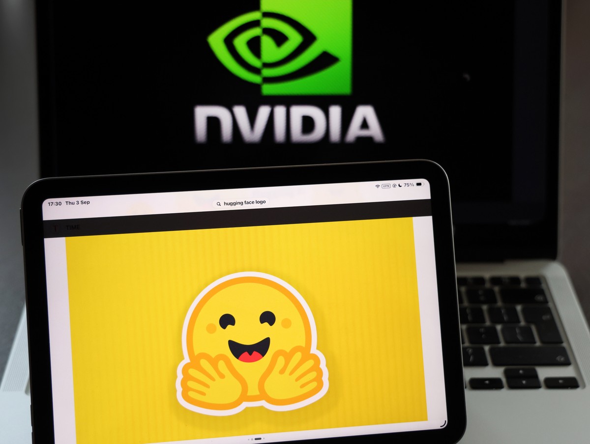 epa13209834 (ILLUSTRATION) - Logos of Nvidia and Hugging Face are displayed in London, Britain, 03 September 2026. US tech giant Nvidia announced an agreement to acquire open-source artificial intelli ...