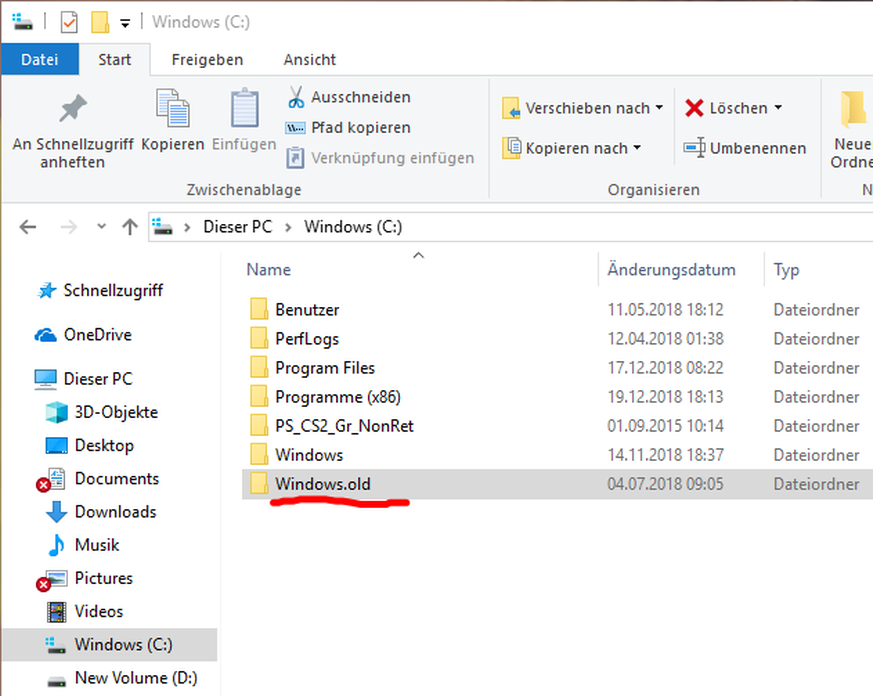 Hinter Windows.old verbirgt sich die alte Windows-Version, auf die man nach einem Update bei Bedarf zurückkehren kann. Der mehrere GB grosse Windows.old-Ordner lässt sich nur über Umwege löschen.