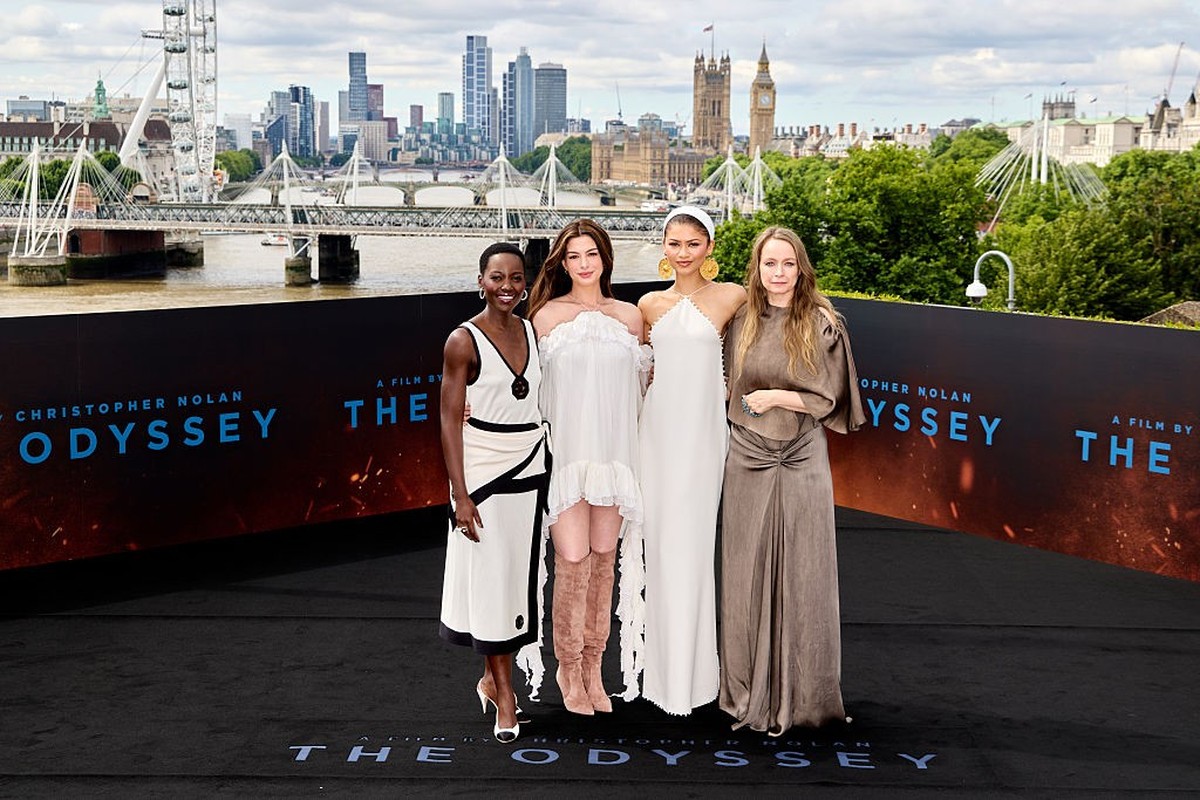 LONDON, ENGLAND - JULY 05: Lupita Nyong'o, Anne Hathaway, Zendaya and Samantha Morton on July 05, 2026 in London, England. (Photo by Tim P. Whitby/Getty Images for Universal Pictures)
