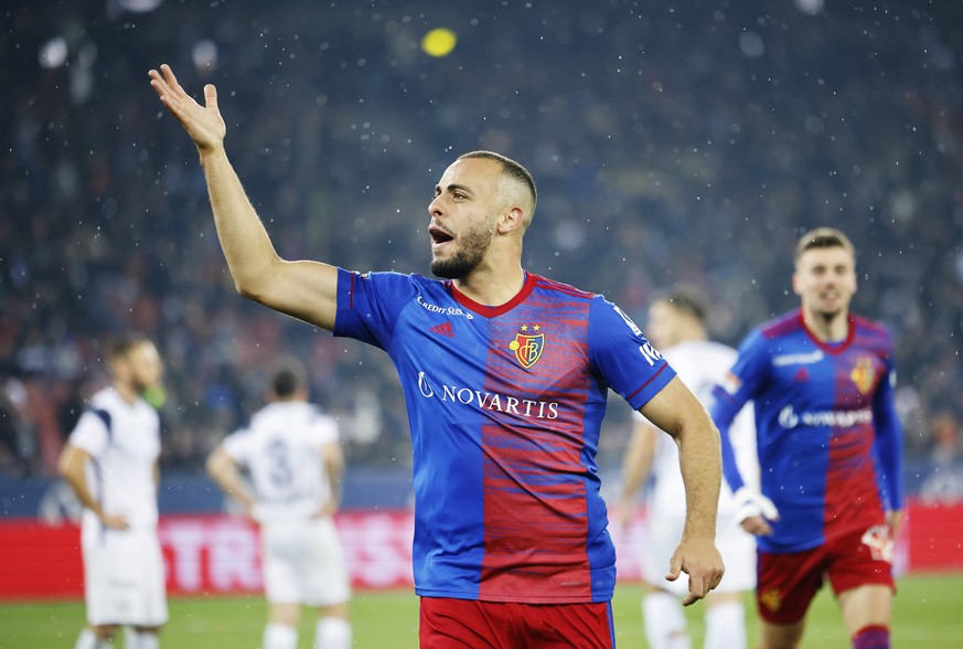 FC Basels Arthur Cabral jubelt beim Fussballspiel der Super League zwischen dem FC Zuerich und dem FC Basel im Letzigrund Stadion in Zuerich am Samstag, 30. Oktober 2021. (KEYSTONE/Michael Buholzer)