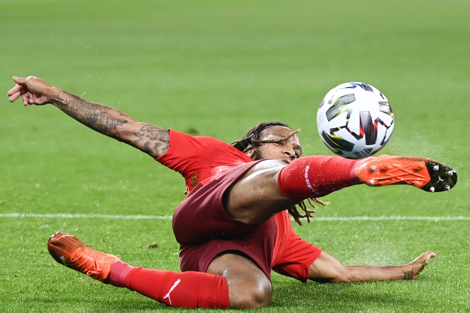 Switzerland&#039;s defender Kevin Mbabu, in action during the UEFA Nations League group 4 soccer match between Ukraine and Switzerland at the Lviv Arena stadium in Lviv, Ukraine, Thursday, September 3 ...