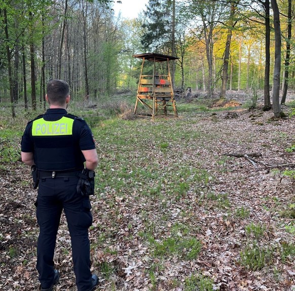Crime scene forest with high seat