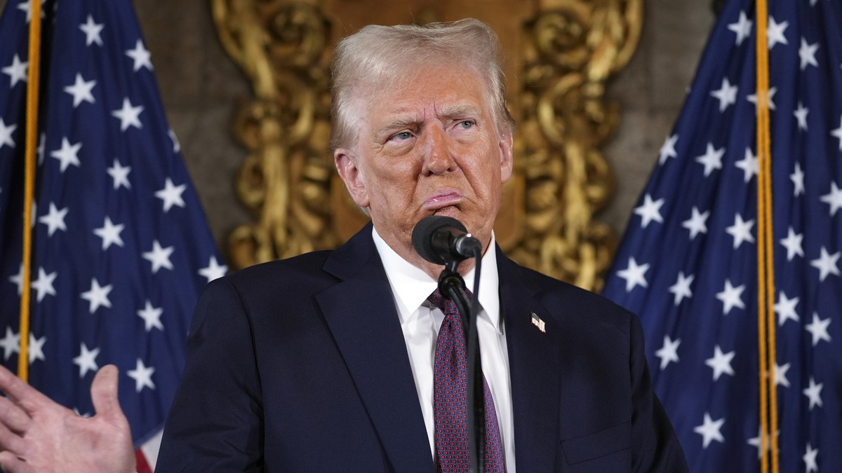 President-elect Donald Trump speaks during a news conference at Mar-a-Lago, Tuesday, Jan. 7, 2024, in Palm Beach, Fla. (AP Photo/Evan Vucci)
Donald Trump