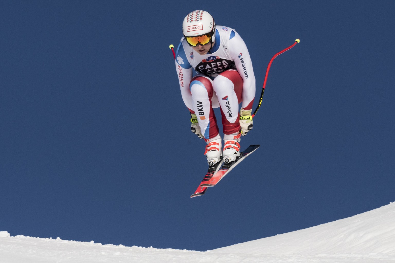 ARCHIVBILD --- ZUM SPORTHILFE NACHWUCHS-PREIS 2020, STELLEN WIR IHNEN FOLGENDES BILDMATERIAL ZUR VERFUEGUNG --- Switzerland&#039;s Lars Roesti clears the Hundschopf jump during the men&#039;s downhill ...