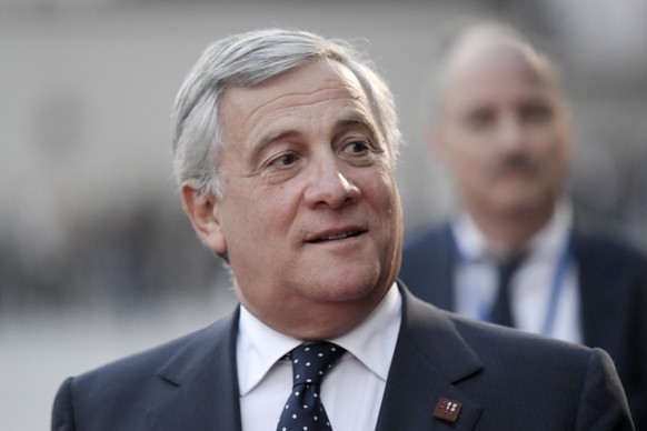 epa07032684 European Parliament President Antonio Tajani arrives for a dinner at the Felsenreitschule theatre, during the European Union&#039;s (EU) Informal Heads of State Summit in Salzburg, Austria ...