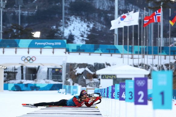 epa06497676 Martin Jaeger of Switzerland in action during a Biathlon training session at the Alpensia Biathlon Centre prio the PyeongChang 2018 Olympic Games, South Korea, 05 February 2018. EPA/DIEGO  ...
