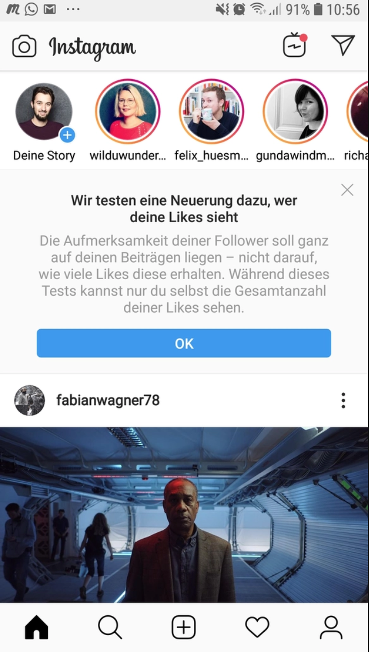 Kleine Randnotiz: In den "Insights", die Nutzer bekommen, wenn sie ihr Instagram mit einer Facebookseite verknüpft haben, kann ich die Likes noch sehen.