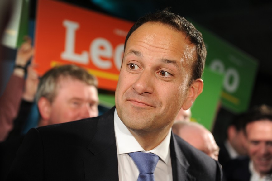 epa05976221 The Irish Minister for Social Protection, Leo Varadkar, smiles at the launch of his leadership campaign for the Fine Gael Party in Dublin, Ireland, 20 May 2017. Leo Varadkar is the favouri ...