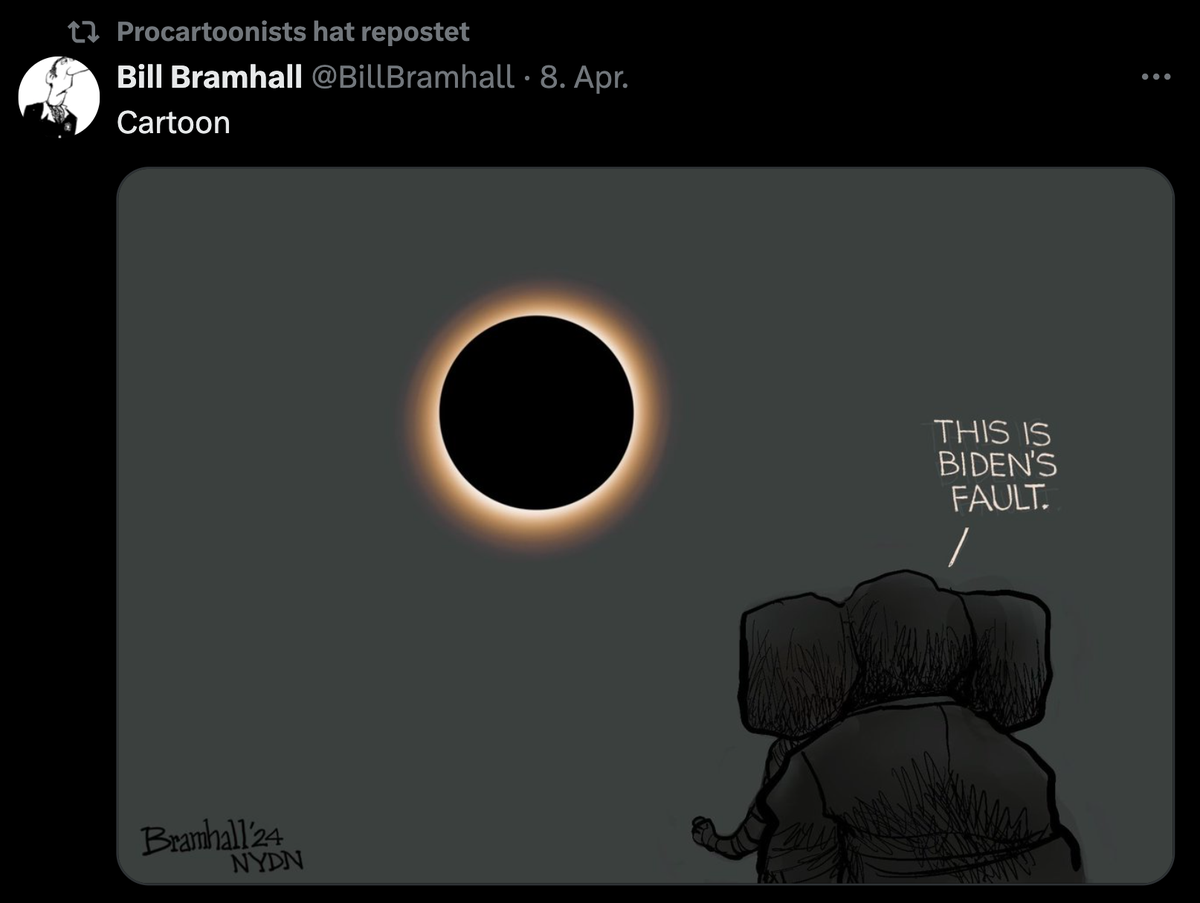 Karikatur zur Sonnenfinsternis in den USA.