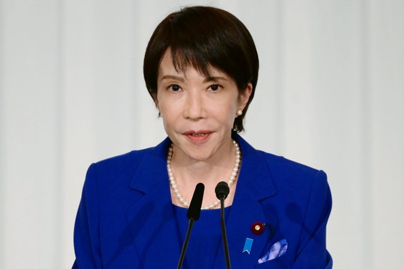 epa12429504 The newly-elected leader of Japan&#039;s ruling Liberal Democratic Party (LDP) Sanae Takaichi attends a press conference held following the LDP presidential election in Tokyo, Japan, 04 Oc ...