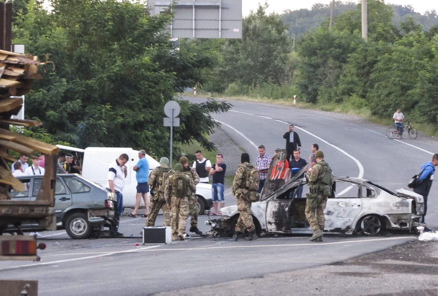 11. Juli in der westukrainischen Stadt Mukatschewe: Mindestens zwei Menschen starben, 14 wurden verletzt.