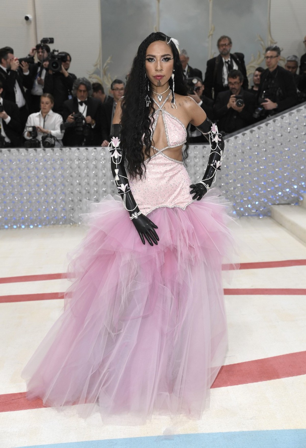 Quannah Chasinghorse attends The Metropolitan Museum of Art's Costume Institute benefit gala celebrating the opening of the "Karl Lagerfeld: A Line of Beauty" exhibition on Monday, May ...