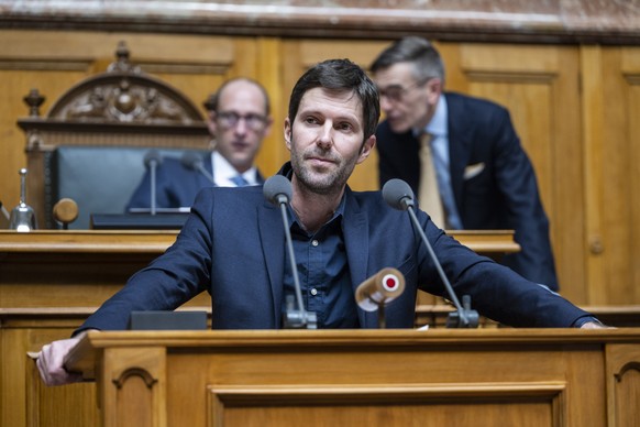 Kilian Baumann, GP-BE, spricht zur Agrardebatte, an der Fruehjahrssession der Eidgenoessischen Raete, am Donnerstag, 9. Maerz 2023 im Nationalrat in Bern. (KEYSTONE/Alessandro della Valle)