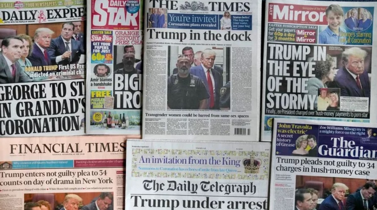 Britische Tageszeitungen berichten über Trumps Anklage: "Trumps Strafverfolgung ist ein Triumph", schreibt der "Guardian".