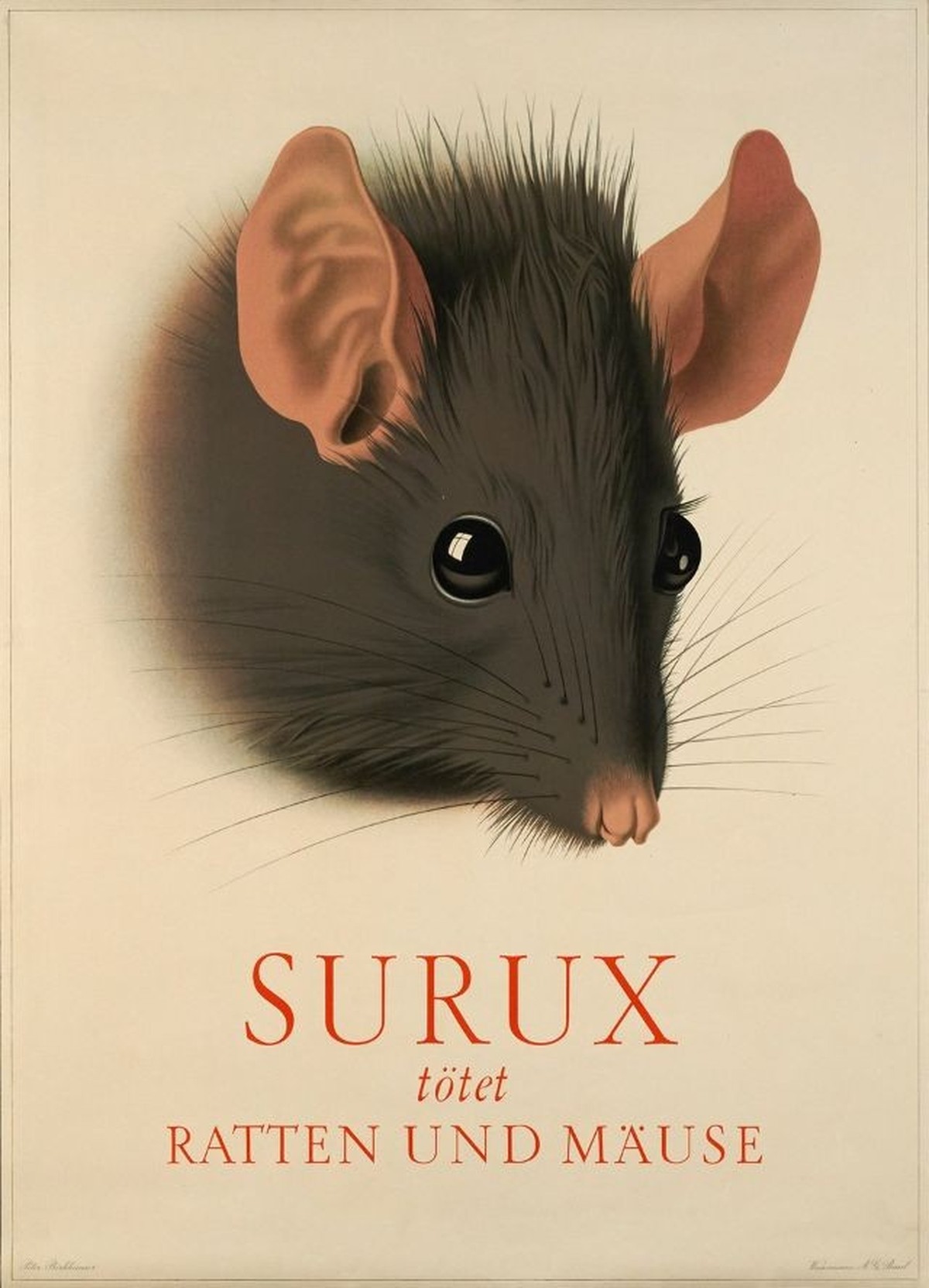 Surux tötet Ratten und Mäuse, circa 1945 vom Basler Künstler Peter Birkhäuser.