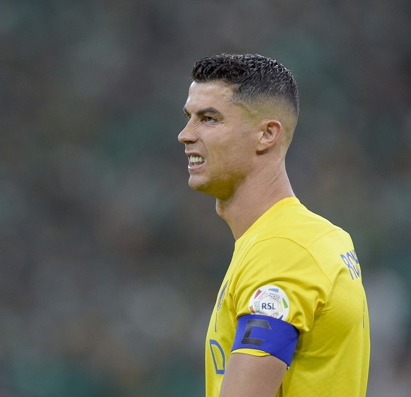 JEDDAH, SAUDI ARABIA - MARCH 15: Cristiano Ronaldo of Al Nassr during the Saudi Pro League match between Al-Ahli SFC and Al-Nassr at King Abdullah Sports City on March 15, 2024 in Jeddah, Saudi Arabia ...