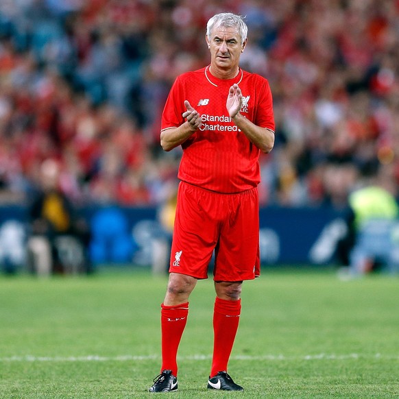 SYDNEY, AUSTRALIA - JANUARY 07: Ian Rush applauds fans during the match between Liverpool FC Legends and the Australian Legends at ANZ Stadium on January 7, 2016 in Sydney, Australia. (Photo by Zak Ka ...