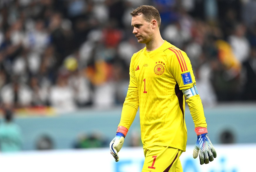 epa10343015 German goalkeeper Manuel Neuer after the FIFA World Cup 2022 group E soccer match between Costa Rica and Germany at Al Bayt Stadium in Al Khor, Qatar, 01 December 2022. EPA/Georgi Licovski