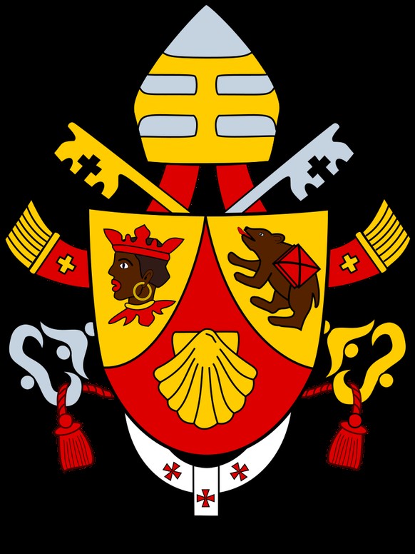 Papstwappen von Benedikt XVI. mit der einfachen Mitra.