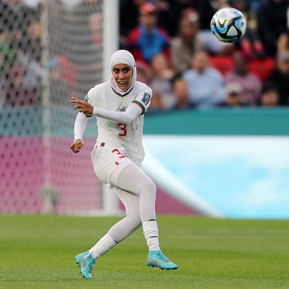 epa10776472 Nouhaila Benzina of Morocco in action during the FIFA Women&#039;s World Cup 2023 soccer match between Korea and Morocco at Hindmarsh Stadium in Adelaide, Australia, 30 July 2023. EPA/MATT ...