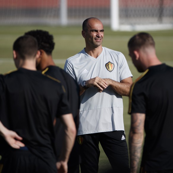 epa06855493 Belgium&#039;s Head Coach Roberto Martinez during a training session in Rostov-on-Don, Russia 01 July 2018. Belgium will play Japan in their FIFA World Cup 2018 Round of 16 match 02 July 2 ...