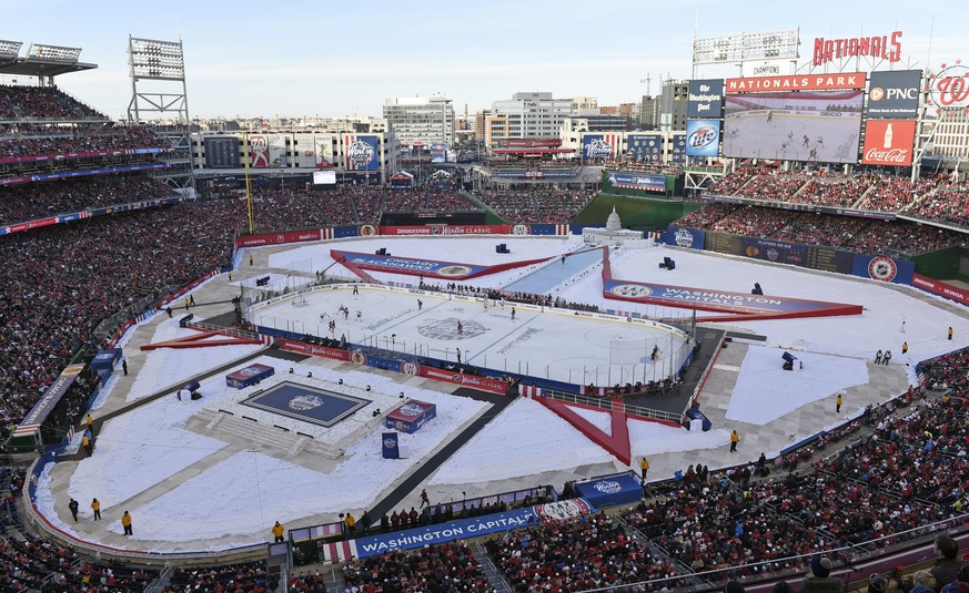 Die zum Eishockeystadion umfunktionierte Baseballarena in der amerikanischen Hauptstadt.