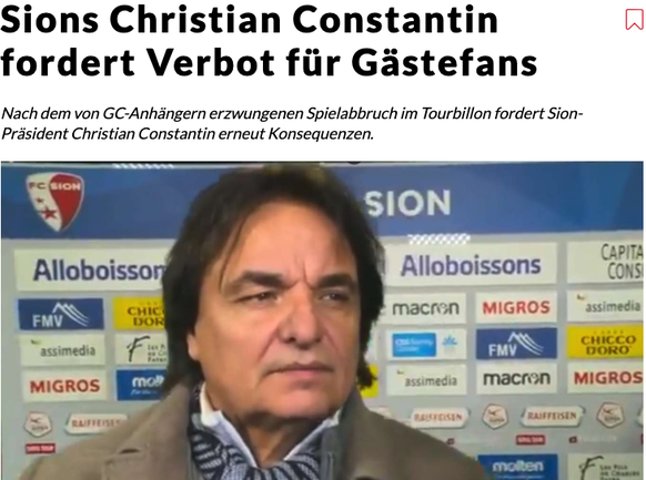 2019: Sion-Präsident Christian Constantin hat die Gästefans im Visier.