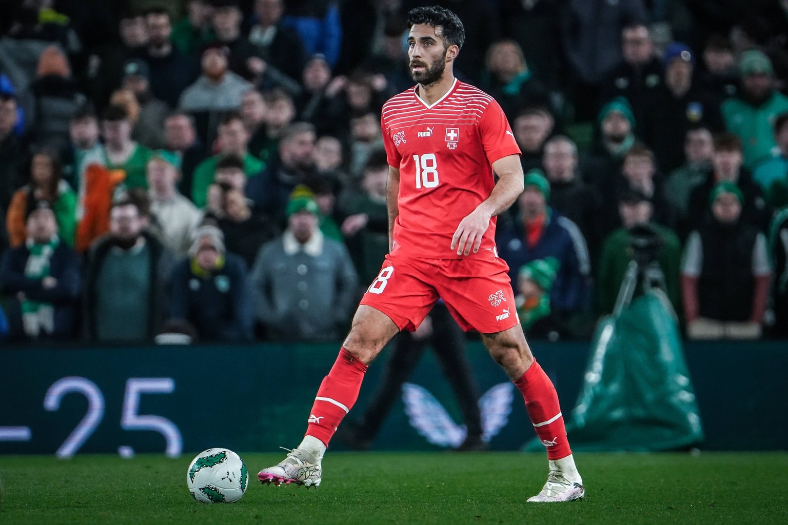 International Friendly, Länderspiel, Nationalmannschaft Länderspiel, Nationalmannschaft Aviva Stadium, Dublin 26/3/2024 Republic of Ireland vs Switzerland: Schweizer Eray Cömert Dublin Aviva Stadium I ...