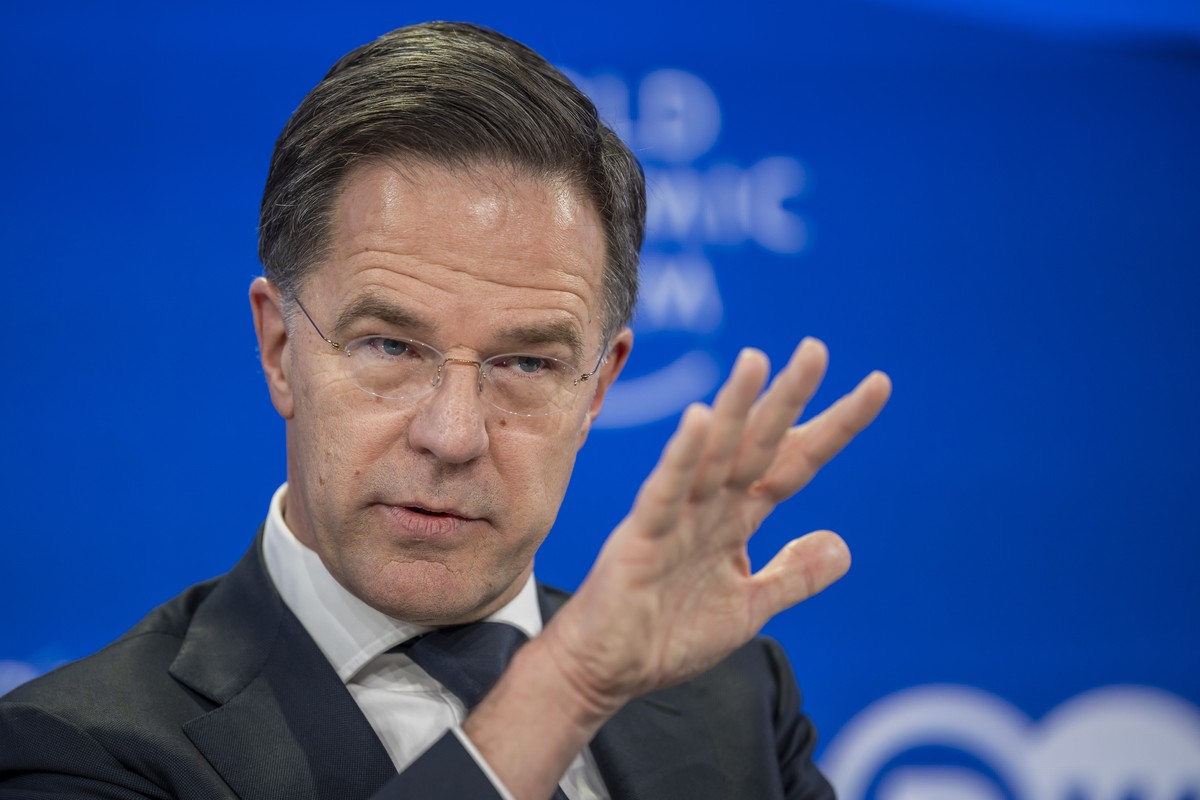 Mark Rutte, Secretary-General, North Atlantic Treaty Organization (NATO), speaks during a panel discussion during the 56th annual meeting of the World Economic Forum, WEF, in Davos, Switzerland, Wedne ...