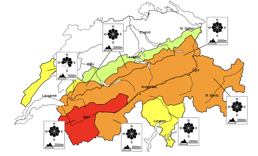 Die Lawinengefahrkarte des SLF.