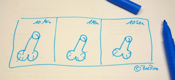 «Speed Drawing» – zeichnen unter Zeitdruck: Du hast 10 Minuten, 1 Minute ... 10 Sekunden
Ist doch alles kein Problem. Es geht nur darum was man(n) zeichnet :-) brüll!