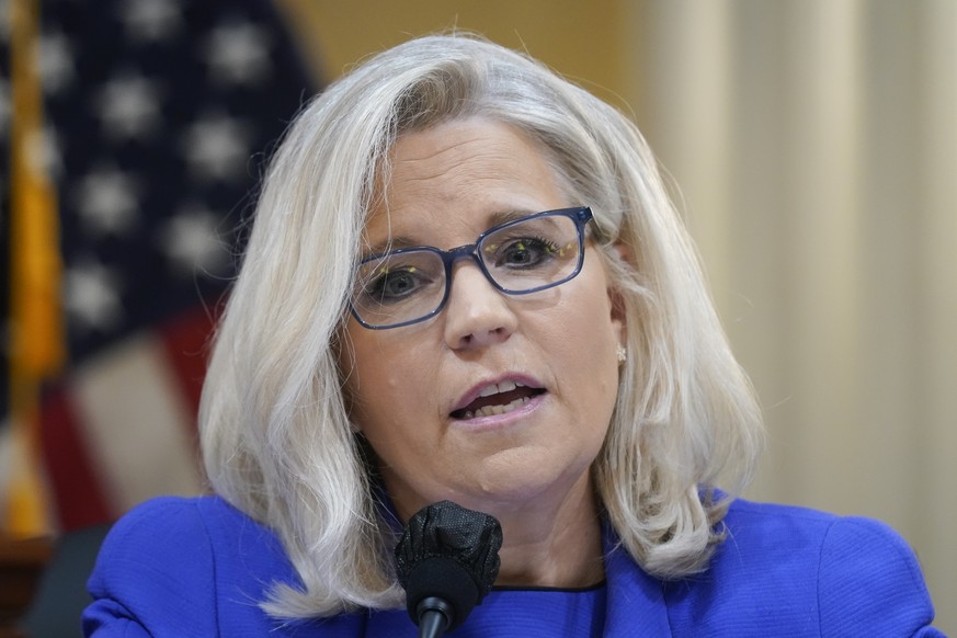 Vice Chair Liz Cheney, R-Wyo., gives her opening remarks as the House select committee investigating the Jan. 6 attack on the U.S. Capitol holds its first public hearing to reveal the findings of a ye ...