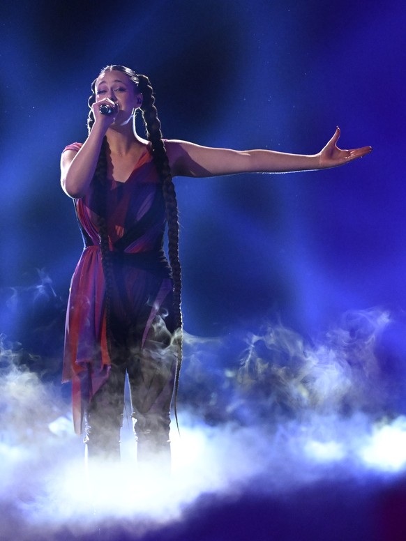 epa11325669 Tali representing Luxembourg with the song &#039;Fighter&#039; performs during the first semi-final of the 68th Eurovision Song Contest (ESC) at Malmo Arena, in Malmo, Sweden, 07 May 2024. ...
