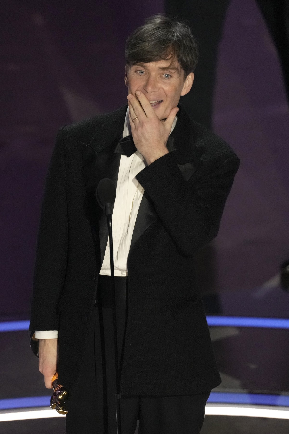 Cillian Murphy accepts the award for best performance by an actor in a leading role for "Oppenheimer" during the Oscars on Sunday, March 10, 2024, at the Dolby Theatre in Los Angeles. (AP Ph ...