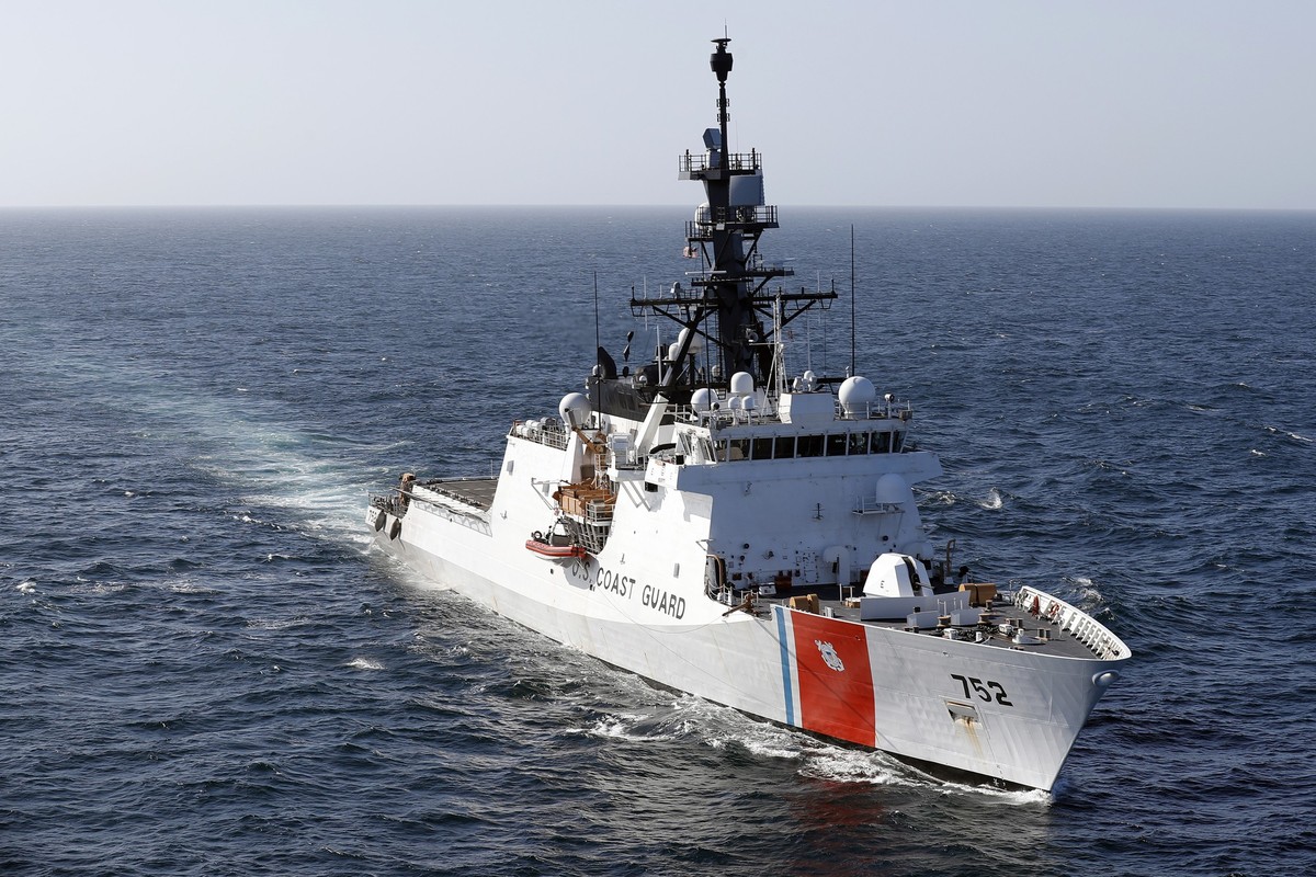 In this March 7, 2017 photo, the U.S. Coast Guard cutter Stratton steams through the eastern Pacific Ocean. The Stratton is one of the first US Coast Guard's national security cutters, the larges ...