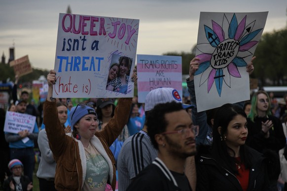 DC March For Queer And Trans Youth Autonomy Demonstrators attend a queer &amp; transgender youth rally near the U.S. Capitol in Washington, D.C. on March 31, 2023, calling for autonomy following recen ...