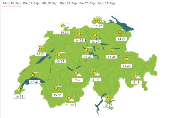 So war das Wetter heute.