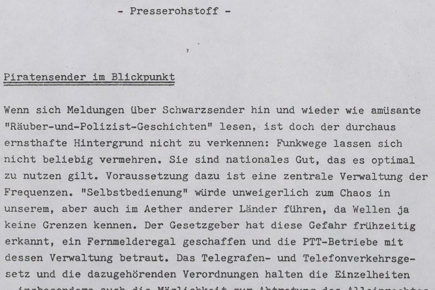 Der Kampf gegen die Radiopiraterie war der PTT bitterernst. Dies galt es zu kommunizieren, da die Medien die Einsätze gegen die Radiopiraterie als abenteuerliche Action-Jagden darstellten.