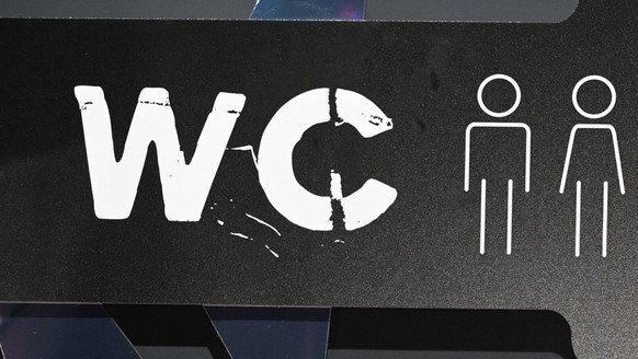 Schild mit Hinweis auf Toilette WC *** Sign indicating toilet WC