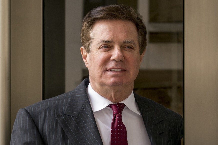 FILE - In this April 4, 2018, file photo, Paul Manafort, President Donald Trump&#039;s former campaign chairman, leaves the federal courthouse in Washington. An August 2016 meeting between Manafort an ...